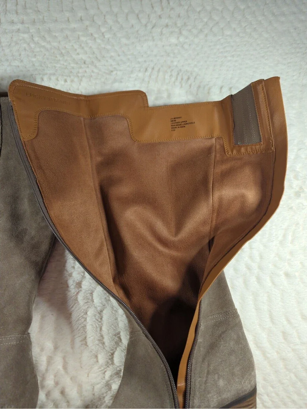 Lucky Brand Bonnay Taupe Suede Knee-High Boots with Block Heel Size 9